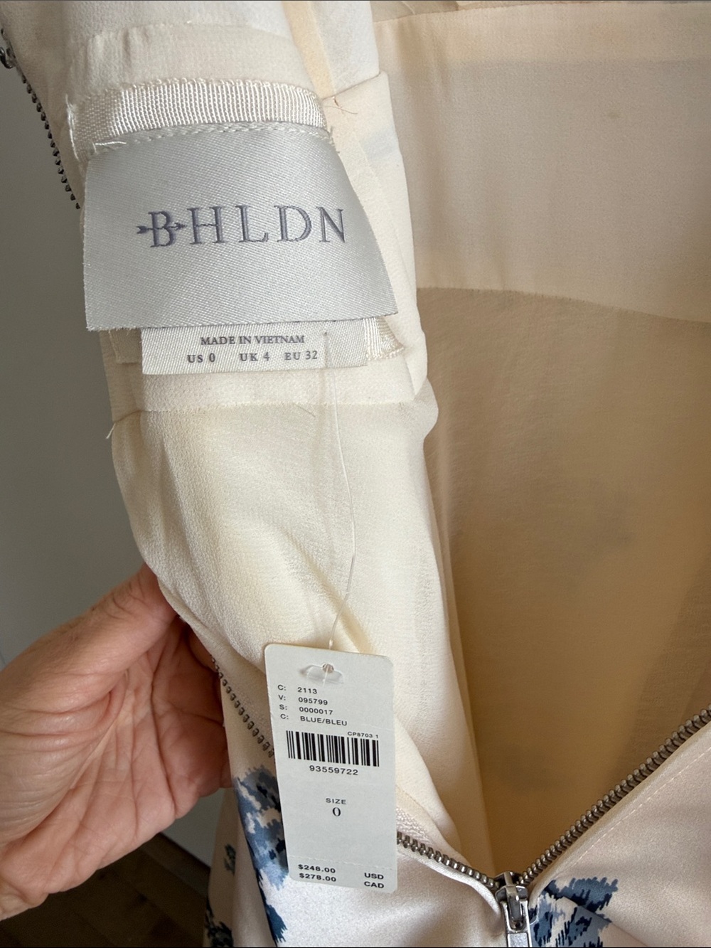 BHLDN Cream Dress with Blue Floral Print - Picture 3 of 4